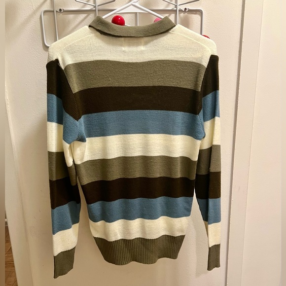 🌟HOST PICK!🌟 70s Vintage 🤎 Sears Striped Collared Pullover Sweater - Picture 3 of 3